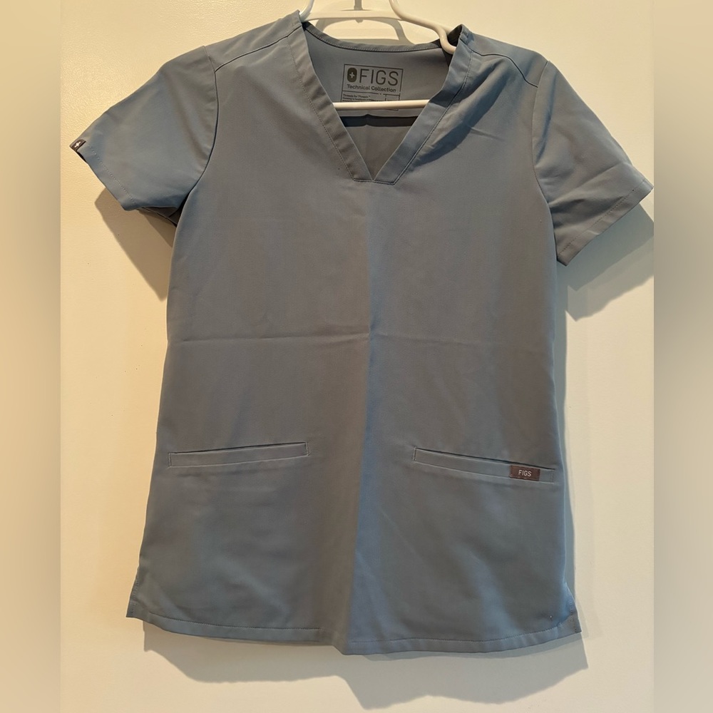 Figs Dusty Blue Scrub Top Gem